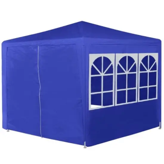 vidaXL Gazebo Blue 100% PE fabric 6.6x6.6 ft Foldable Gazebo image {3}