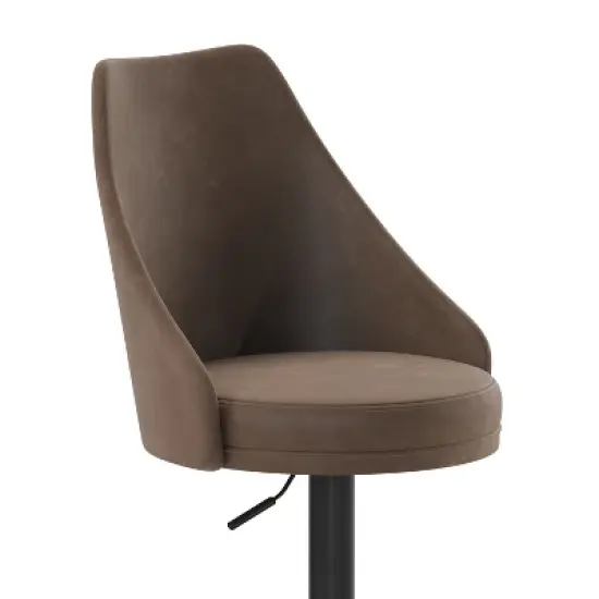 Flash Furniture Chrishelle Set of 2 Commercial Adjustable Height Barstools with Upholstered Tufted Seats and Pedestal Base with Footring, Black image {7}