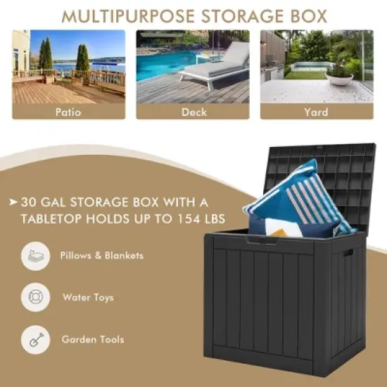 Costway 30 Gallon Deck Box  Storage Container Seating Tools Organization Deliveries image {4}