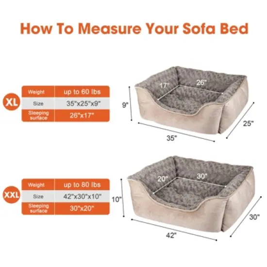 JOEJOY Rectangle Dog Bed,Sleeping Sofa Non-Slip Bottom Breathable Soft Puppy Bed Durable Orthopedic Calming Pet Cuddler image {6}