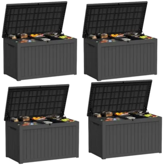 DSVIMOY Deck Boxes, 4-Piece 230 Gal Outdoor Storage Deck Box, Small Patio Storage Bin for Garden Tools, Black, 57.87"*32.24"*33.66" image {5}