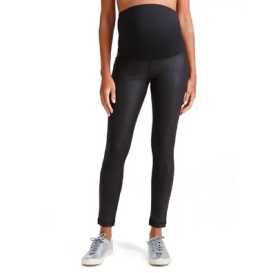 Ingrid & Isabel Faux Leather Maternity Legging with Crossover Panel image {1}