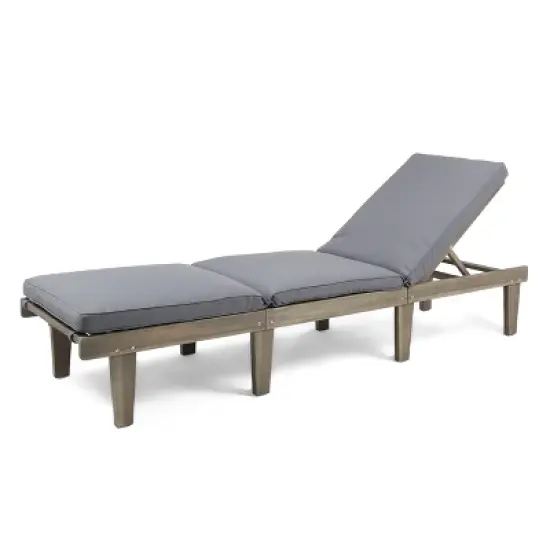 Patio Lounge Chair, Outdoor Wood Daybed Reclining Chair, Poolside Chaise Lounger with Full-Length Cushion -ModernLuxe image {5}