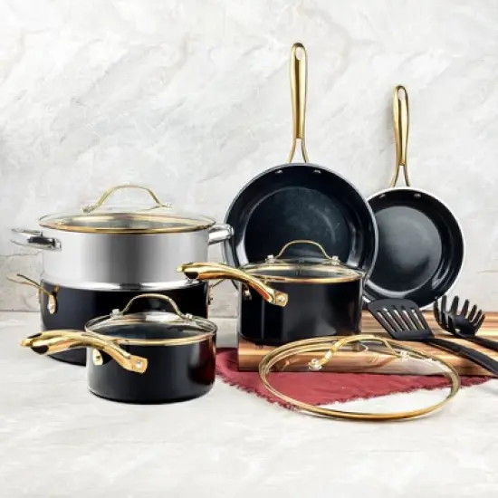 Gotham Steel Black 15-Piece Ultra Nonstick Ceramic Cookware Set with Utensils image {1}