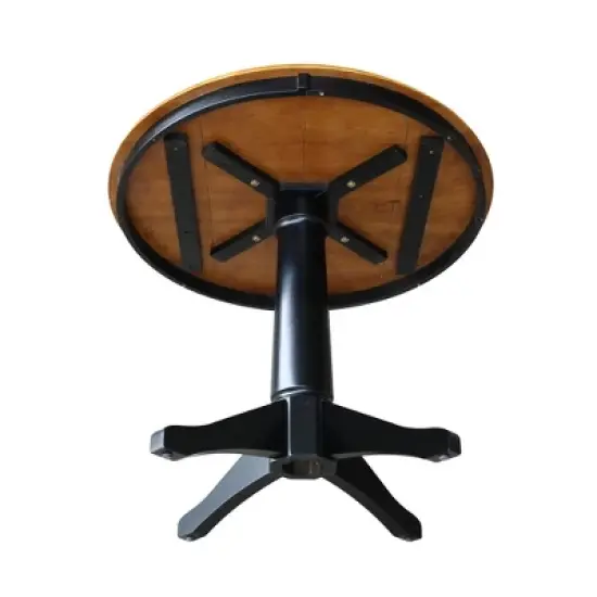 36" Mark Round Top Pedestal Table Black/Cherry - International Concepts image {5}