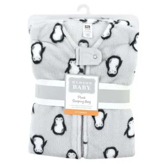 Hudson Baby Plush Sleeveless Sleeping Bag, Sack, Blanket, Gray Penguin image {1}
