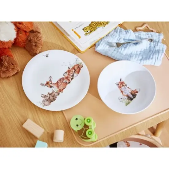 Royal Worcester Wrendale Designs Little Wren Plate & Bowl Set - Durable Melamine Lunch Plate & Reusable Bowl - Dishwasher Safe image {2}