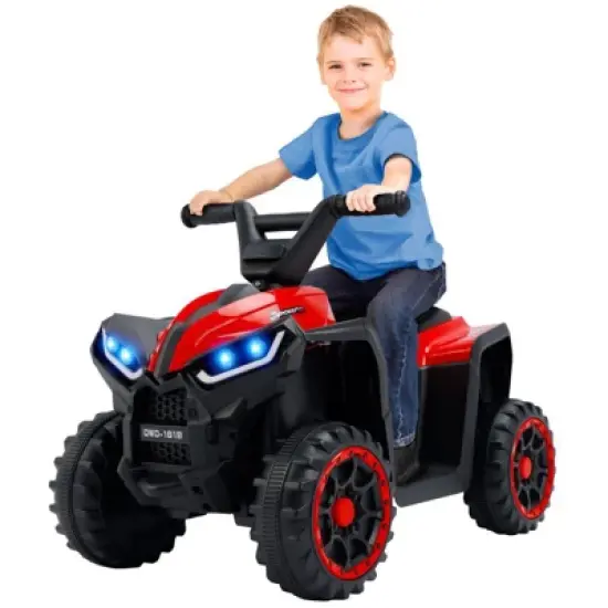 Topteng 12V Kids ATV Electric Ride On Car Toy with LED Light, Music, Red image {1}