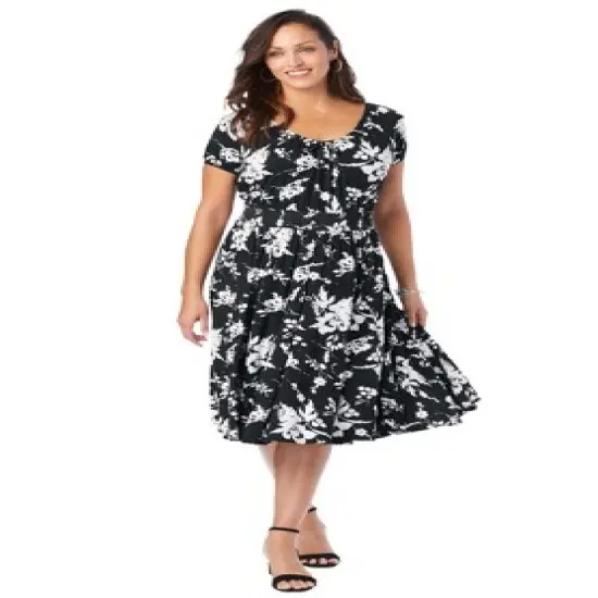 Jessica London Women&rsquo;s Plus Size Flared Peasant Dress image {1}