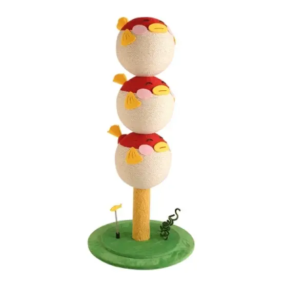 Cute Puffer Fish Cat Climbing Tree, 3-Tier Cat Tower with Scratching Post and Interactive Toy, Indoor Cat Climbing Frame for Small to Large Cats image {7}