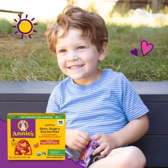 Annie's Organic Bees, Bugs & Butterflies Strawberry, Raspberry & Apple Fruit Snacks - 7oz/10ct image {2}