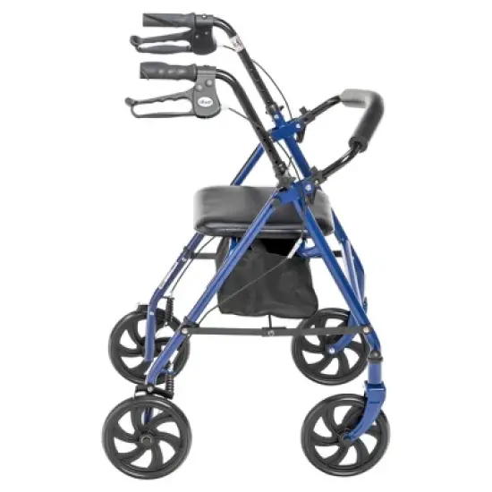 Drive Medical 4-Wheel Rollator - Fold-Up Removable Back, Adjustable Seat Height - Blue image {2}