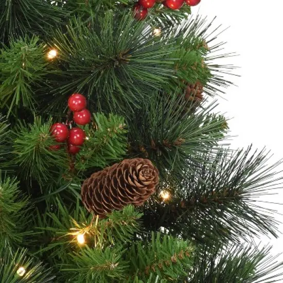 2ft Puleo Pre-Lit Tabletop Artificial Christmas Tree: Gold Base, Clear Lights, Hinged Branches, Indoor Use, 35 Bulbs image {2}