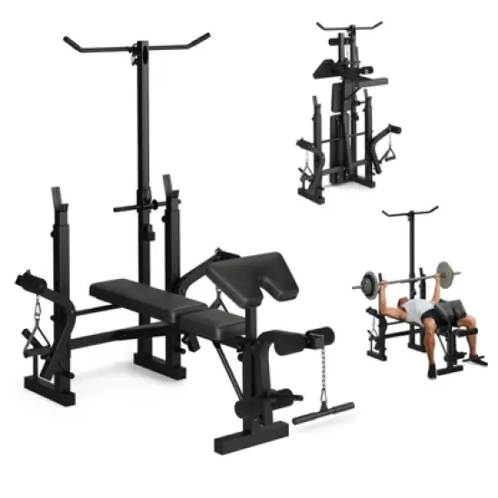 6-In-1 Foldable Weight Bench with Leg Extension & Preacher Curl, Adjustable Bench Press Station for Home Gym, 900LB Capacity, for  Barbell Workouts image {5}