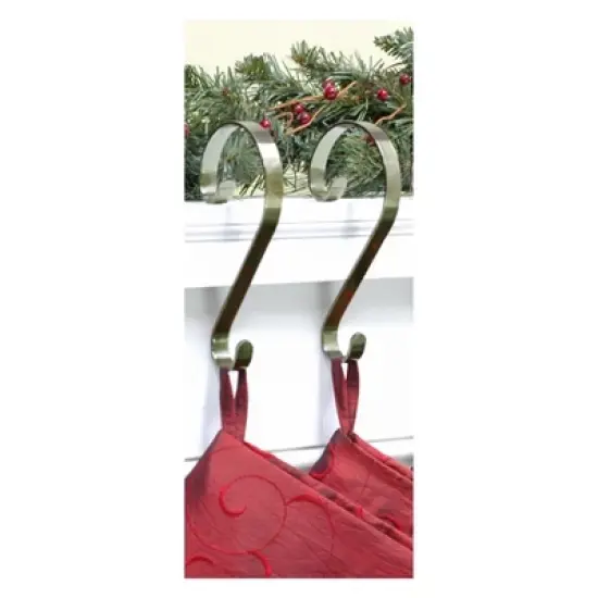 Haute Decor 2ct Stocking Holder Antique Brass: 10lb Capacity, Protective Bottom image {1}