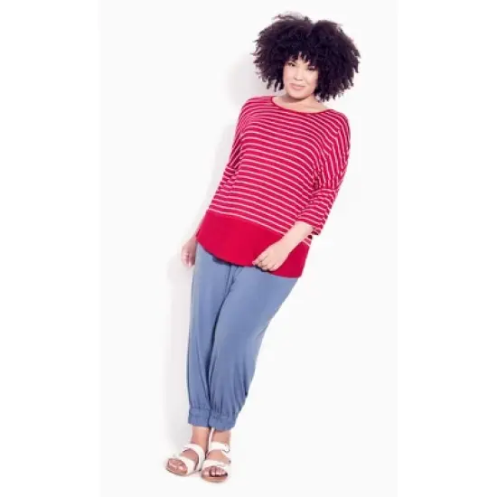 Women's Plus Size Rib Stripe Top - watermelon | ZIM & ZOE image {3}