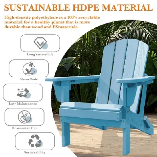 Hyleory Adjustable HDPE Adirondack Chair with Ergonomic Backrest image {2}