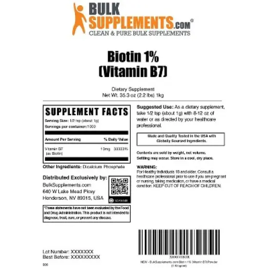 BulkSupplements Biotin 10000mcg Powder image {4}