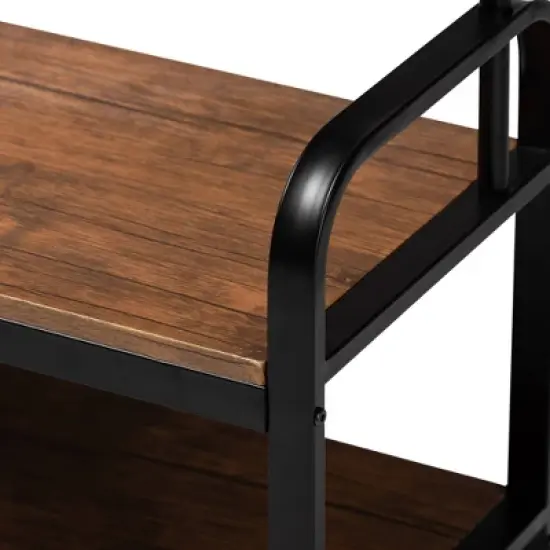 Aislin Distressed Wood and Metal Finished Entryway Hall Tree Brown/Black - Baxton Studio image {4}