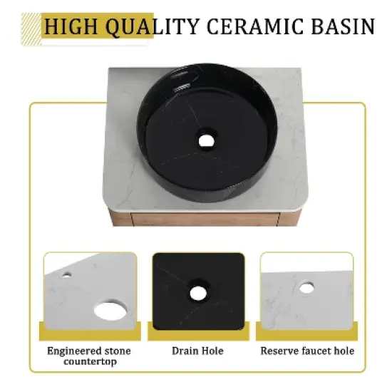 GDFStudio Ford Wall-Mounted Bathroom Vanity With Ceramic Round Sink image {3}