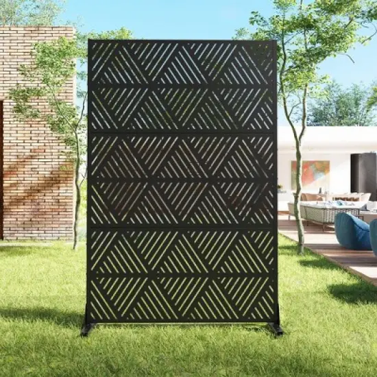 72" H&times;47"W Dovelina Black Outdoor Rattan Privacy Screen Decorative Garden Fence image {1}