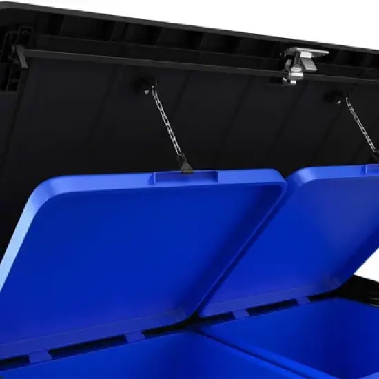 Keter KET-237831 Elite Store Outdoor Storage Shed For Tools Garbage Cans Patio Furniture Bicycles, Hydraulic Lid, 4.6 by 2.7 Foot, Deco Grey image {4}