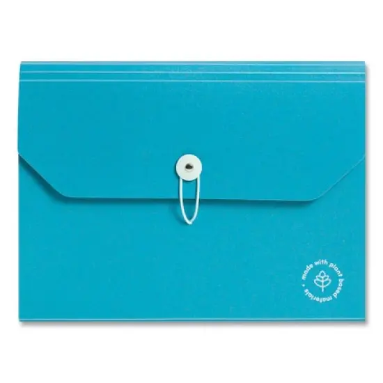 U Brands U ECO 13-Pocket Expandable File, 9.75" Expansion, 13 Sections; Button/Elastic Closure, 1/12-Cut Tabs, Letter Size, Ocean image {7}