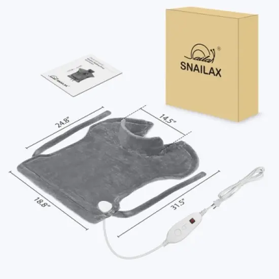SNAILAX Electric Heating Pad - Full Coverage for Neck, Shoulders & Back Pain Relief image {10}