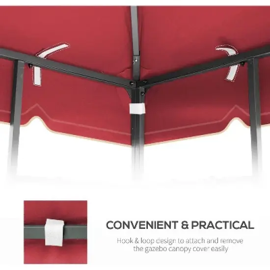 DOMETOUR 10x10 Ft Outdoor Patio Gazebo Replacement Canopy,Double Tiered Gazebo Tent Roof Top Cover Only GreatWall border(Frame Not Include)-Red image {2}