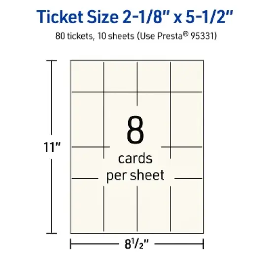Avery Printable Rectangle Tickets, 2-1/8" x 5-1/2", Matte Ivory Cardstock, Laser/Inkjet, 80 Total image {4}