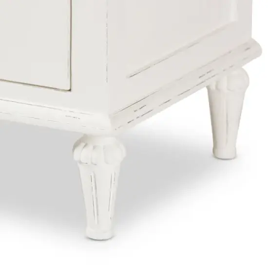 Venezia French - Inspired Rustic Washed Wood 3 - Drawer Nightstand - White - Baxton Studio image {5}
