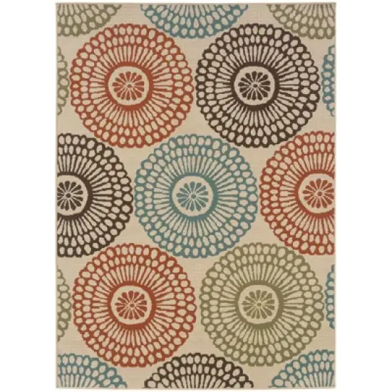 Mia Floating Medallion Patio Rug Beige/Blue image {17}