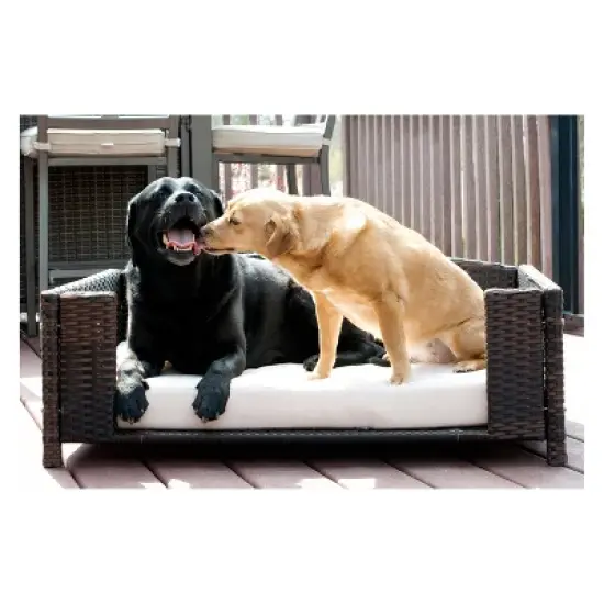 Iconic Pet Beds for Dogs and Cats - Rattan Rectangular Sofa - Brown image {5}
