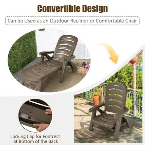 Tangkula 2 PCS Patio Chaise Lounge Chair 5-Position Folding Recliner for Beach Poolside Backyard image {6}