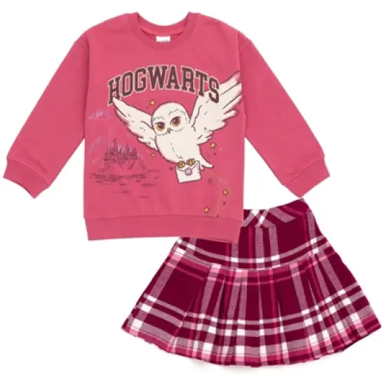 Harry Potter Hedwig Owl Girls Fleece Sweatshirt and Pleated Skirt Little Kid to Big Kid image {7}