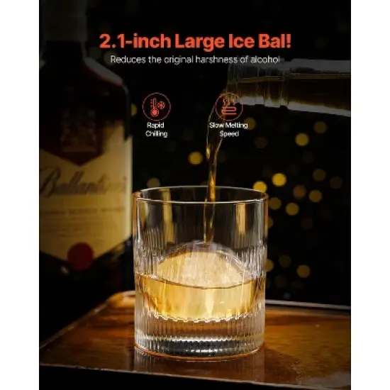 VEVOR Ice Ball Press, 2.1" Ice Ball Maker, Aviation Aluminum Ice Ball Press Kit for 53mm Ice Sphere, Ice Press with Tong and Drip Tray image {4}