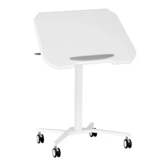 Sit To Stand Mobile Laptop Computer Stand with Height Adjustable White - Techni Mobili image {3}