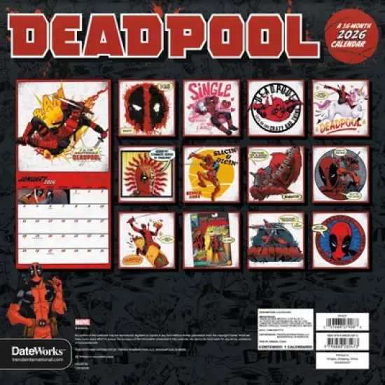 Marvel 2026 Deadpool 12"x12" Wall Calendar image {3}