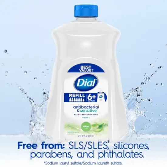 Dial Antibacterial Sensitive Hand Soap Gel Refill - Aloe - 52 fl oz image {3}