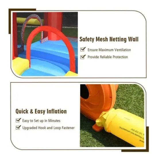 Costway Kid Inflatable Bounce House Slide Jumping Castle w/Soccer Goal Ball Pit & Blower image {8}