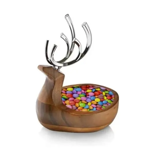 Nambe Holiday Reindeer Bowl &ndash; Decorative Candy Dish and Seasonal Table Accent with Removable Antlers, Festive Coffee Table or Dining Display image {7}