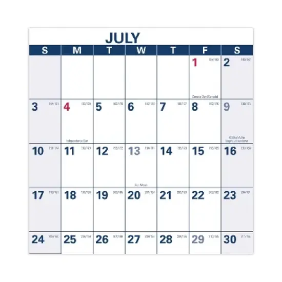 Academic Erasable Reversible Extra Large Wall Calendar, 48 x 32, White/Blue/Red, 12 Month (July to June): 2025 to 2026 image {3}