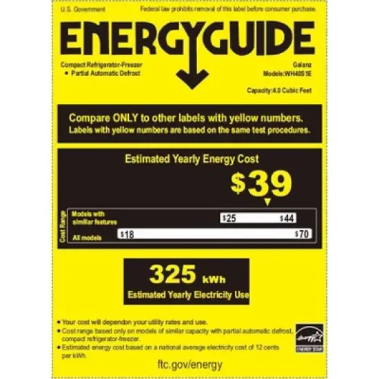 Whirlpool 4.0 cu ft Refrigerator WH40S1E - Stainless Steel: Mini Fridge, Energy Star, Reversible Door, 68.34 lbs image {2}