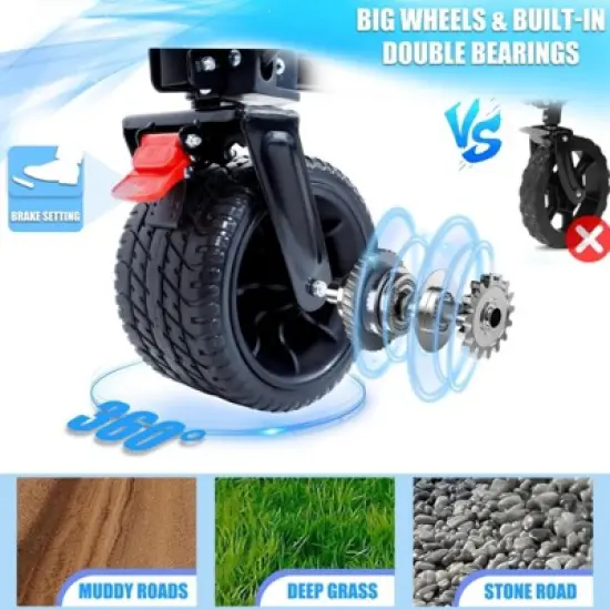 RISOKEYS Collapsible Utility Wagon,with 30% Expandable Tailgate,All-Terrain Beach Wheels,Adjustable Handle for Beach,Camping, Gardening,Outdoor image {5}