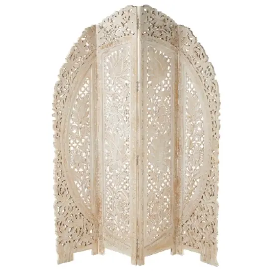 Eclectic Wood Room Divider Screen White - Olivia & May image {7}