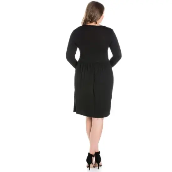 Long Sleeve Pleated Plus Size Dress image {2}