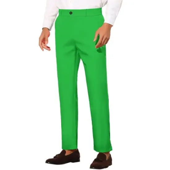 Lars Amadeus Men's Slim Fit Flat Front Solid Color Skinny Business Dress Pants image {10}