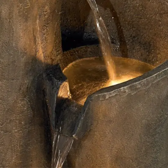 John Timberland Modern Sphere Curve Zen Outdoor Floor Water Fountain 39 1/2" with LED Light for Exterior Garden Yard Lawn image {2}