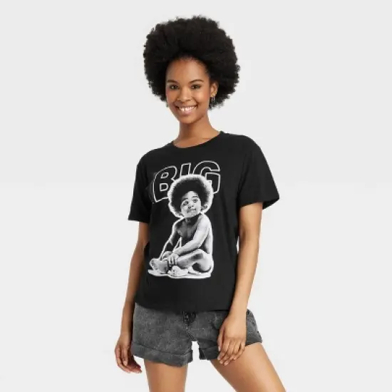 Women's Biggie Smalls Short Sleeve Graphic T-Shirt - Black image {3}
