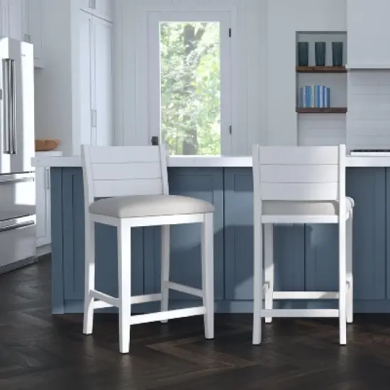 Fowler Wood Counter Height Barstool Sea White - Hillsdale Furniture image {5}
